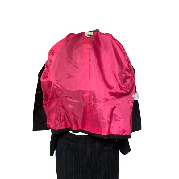 Anne Klein Pin Stripe Skirt Suit Petite 6 Blazer + Pencil Skirt Gray Pink - Picture 9 of 14